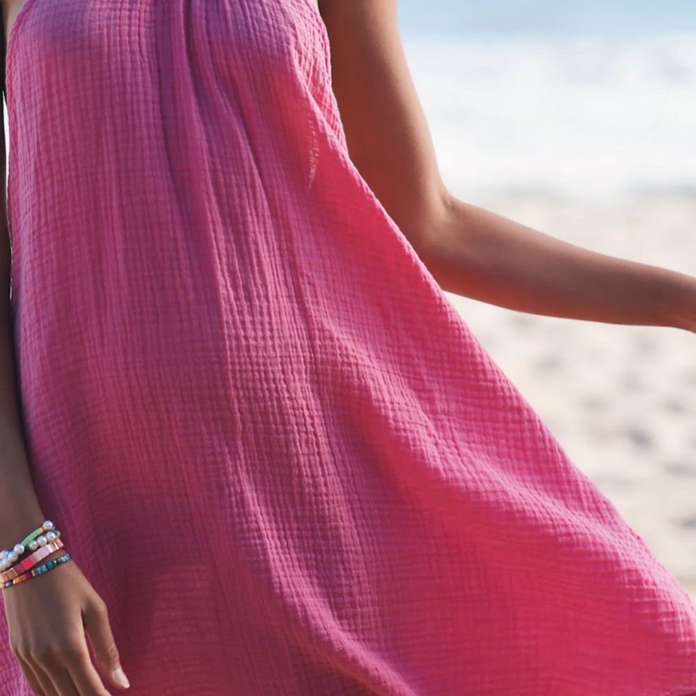 Anthropologie Pink Spaghetti Strap Sundress Resort Wear - Picture 7 of 10